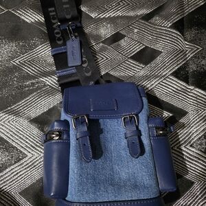Coach Men’s Blue Denim & Navy Leather Belt Bag